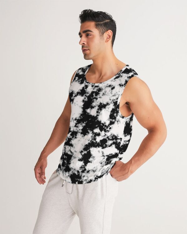 Op Art Grunge Dye Print Black White Men's Tank Sleeveless Shirt