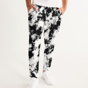 Op Art Grunge Dye Print Black White Men's Track Pants