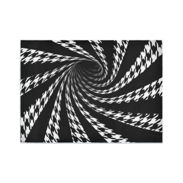 Op Art Optical Illusion Striped Houndstooth Rug Floor Mat Black White