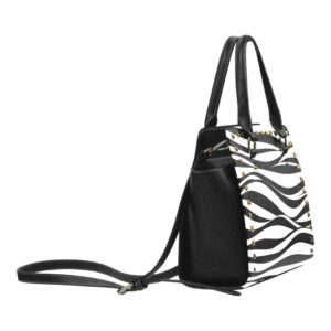 3D Zebra Stripe Waves (Black White) Rivet Shoulder Handbag