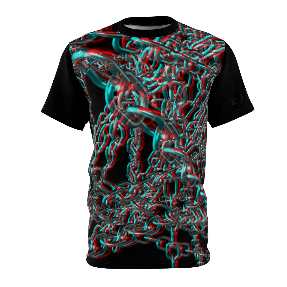 3D Stereoscopic Shirt | Silver Medal Chains Pop Out Special Glitch Effect with Free 3D Glasses for USA | EDM Festival Wear