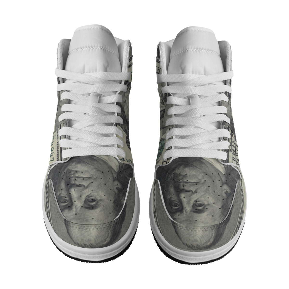 Ben Franklin $100 Bill Money Shoes - Money Green/Black and White - BJORLIE FIAT Collection