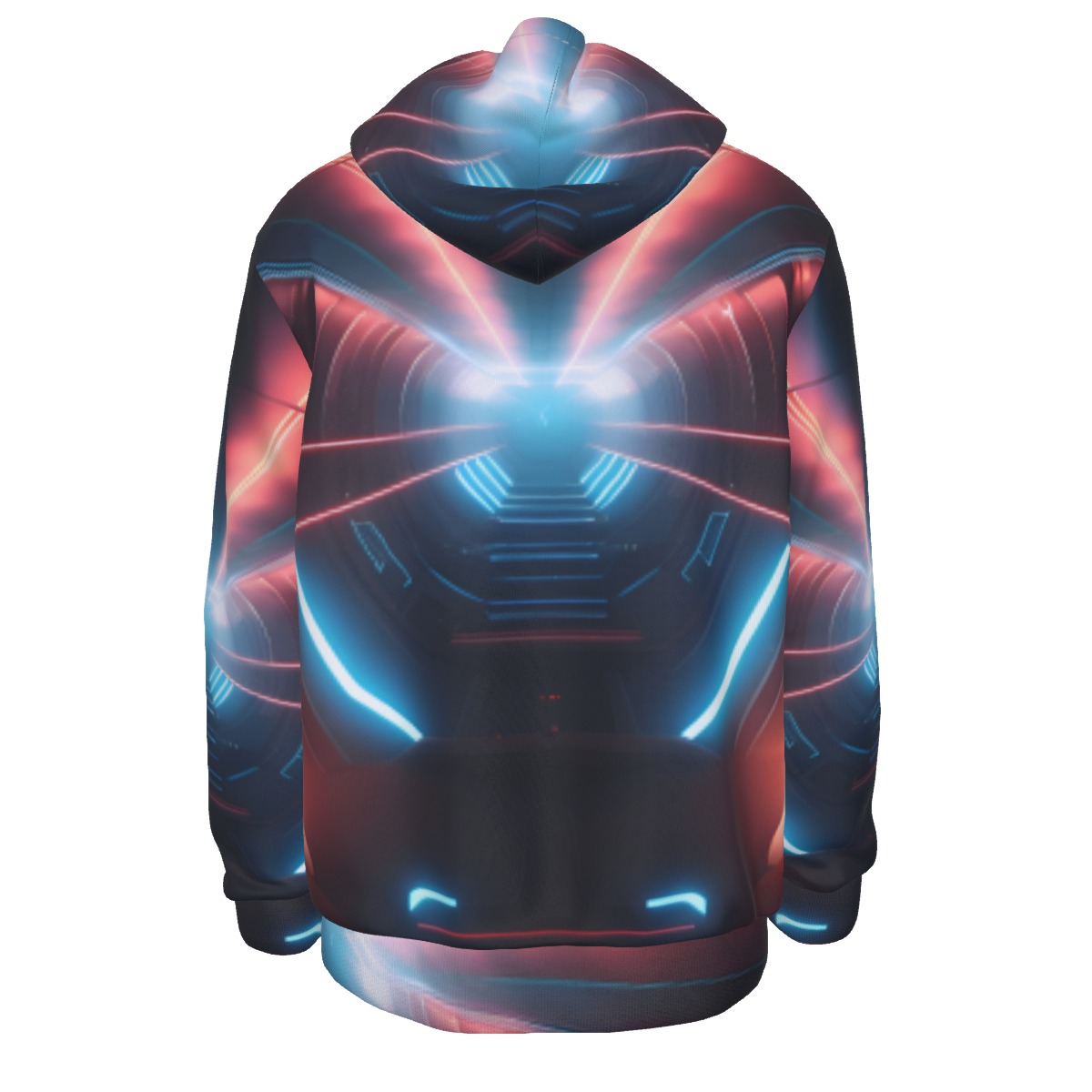 cyberpunk hoodie with pockets- neon pink cyan