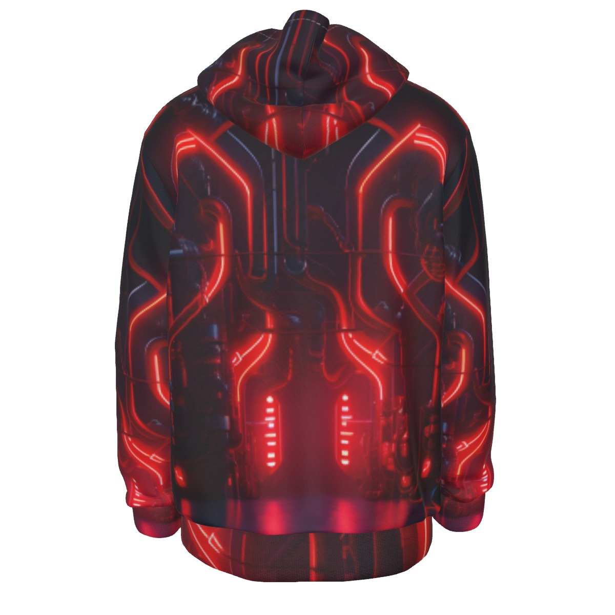 cyberpunk hoodie with pockets- neon red