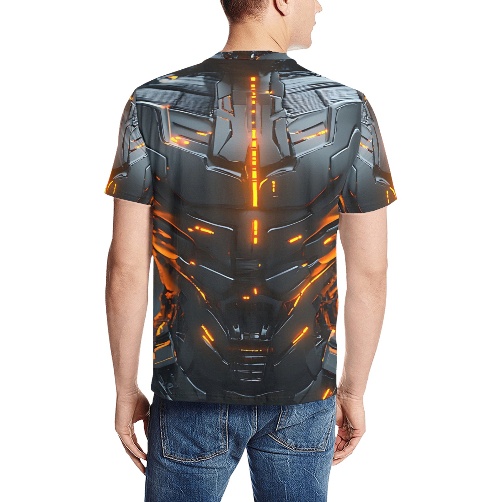 cyberpunk t-shirt futuristic orange neon tee unisex