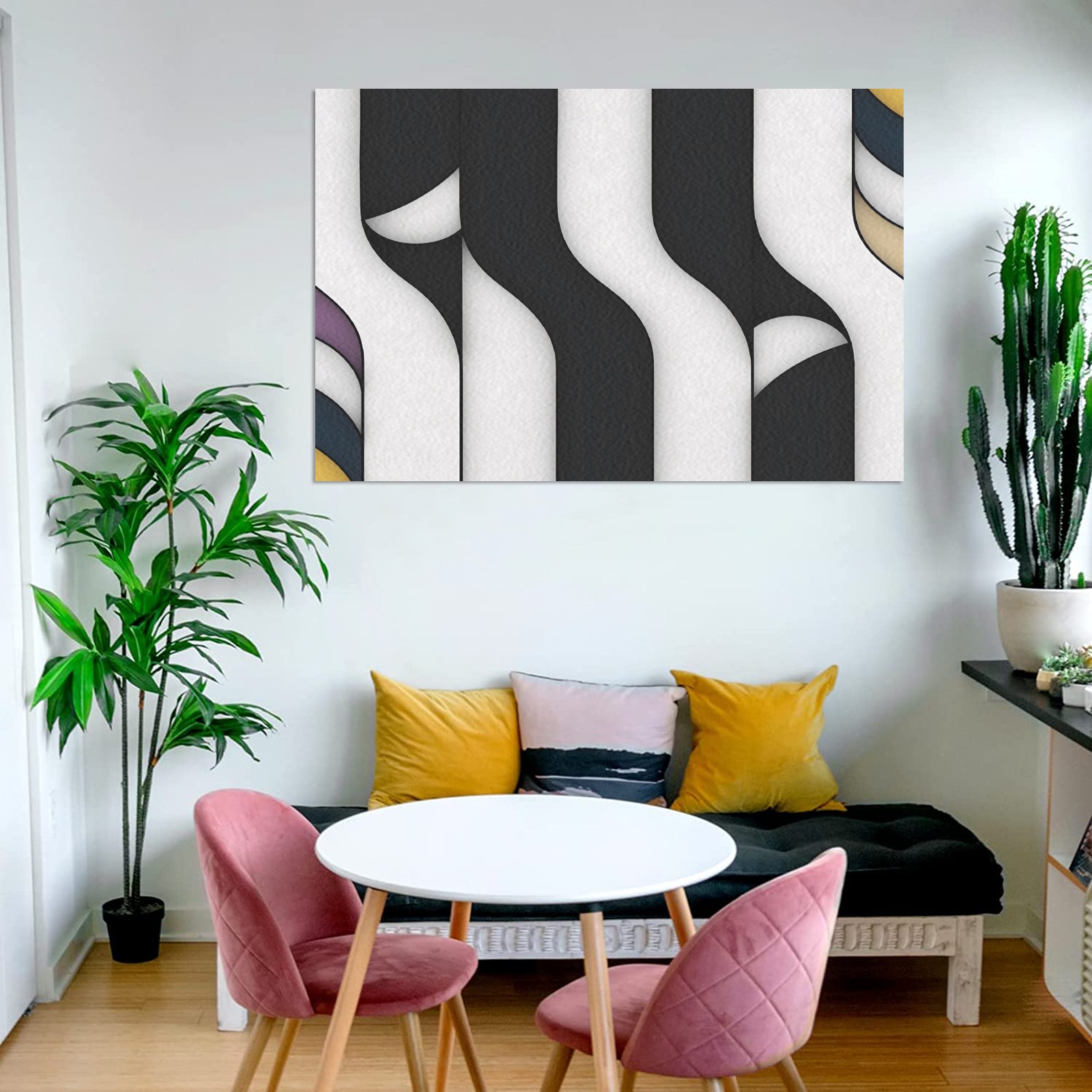 Abstract Wall Art Wavy Geometry Colorblock