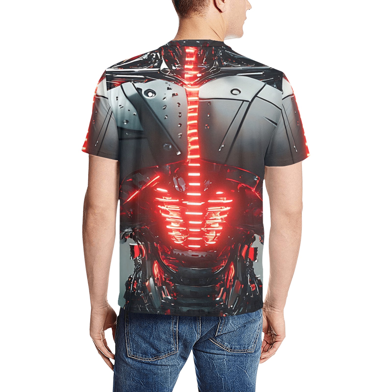 Cyberpunk T-Shirt Red Orange Neon Accent