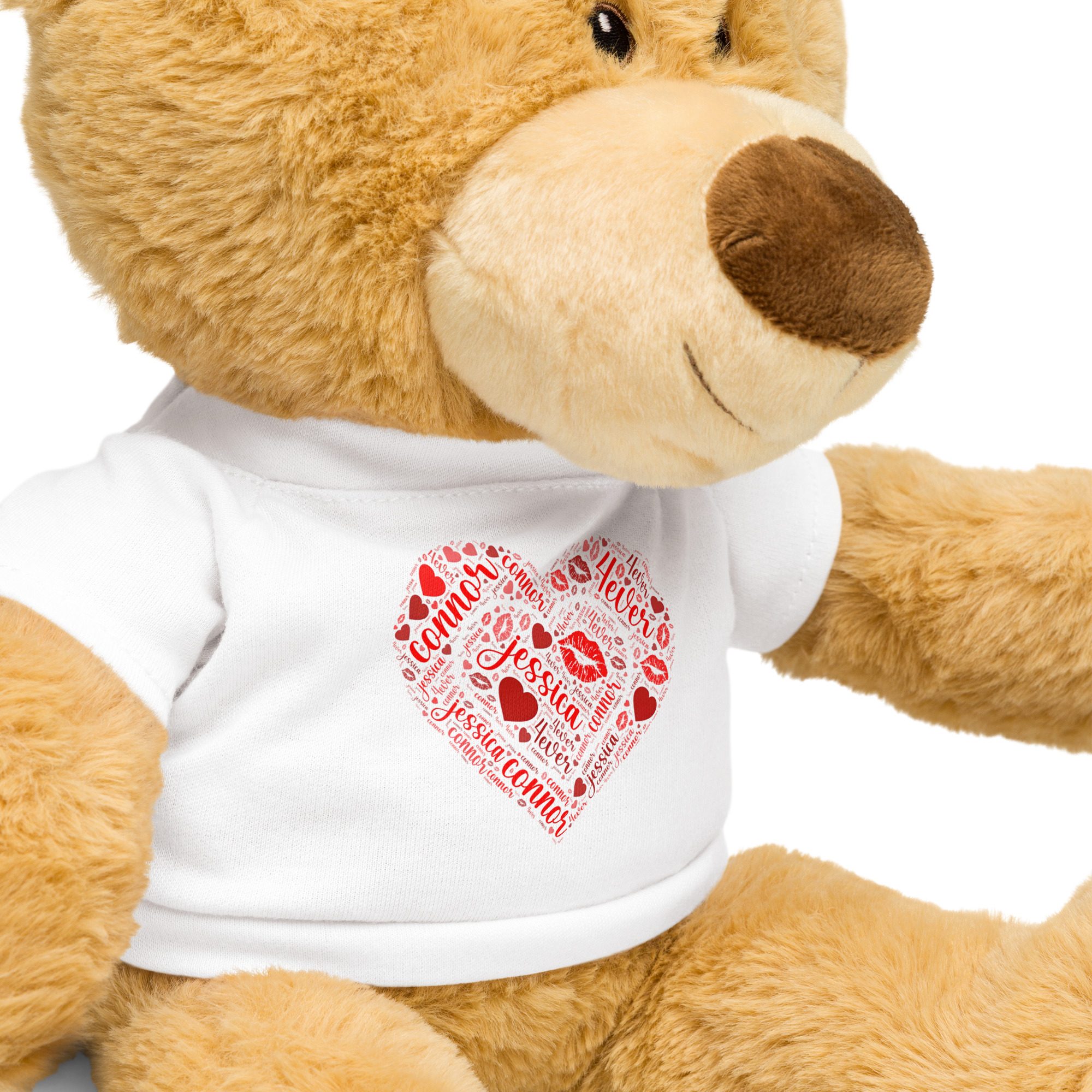 Day valentine's Day, Personalized Heart Teddy Bear with Tee, Unique Valentines Gifts for Her, Custom Stuffed Animal, Valentine's for Him. Names Word Cloud Heart design