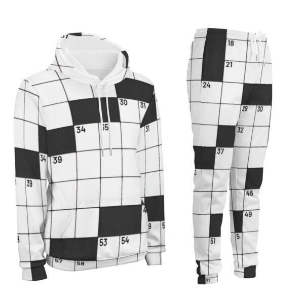 Crowssword Puzzle Sweater Track Suit 2 Piece Hoodie & Sweatpants White Men's All-Over Print Tracksuit (4T03) - Image 2