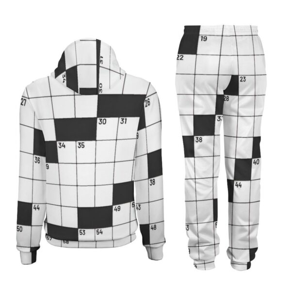 Crowssword Puzzle Sweater Track Suit 2 Piece Hoodie & Sweatpants White Men's All-Over Print Tracksuit (4T03) - Image 3