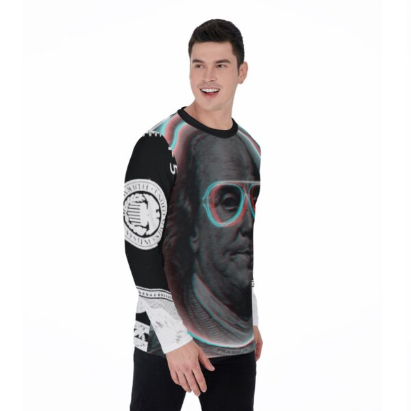 BJORLIE Long Sleeve T-Shirt with Ben Franklin 3D Print Design, Breathable Stretch Fabric - Image 3