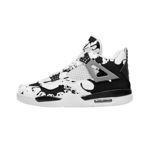 BJORLIE Men's Air Cushion Basketball Shoes with Unique Rubber Mesh and Abstract Black Ink Splatter - Image 3