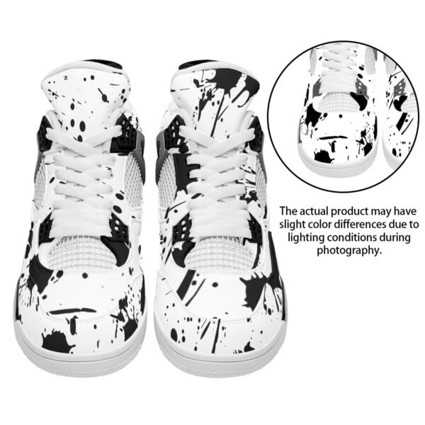 BJORLIE Men's Air Cushion Basketball Shoes with Unique Rubber Mesh and Abstract Black Ink Splatter - Image 4