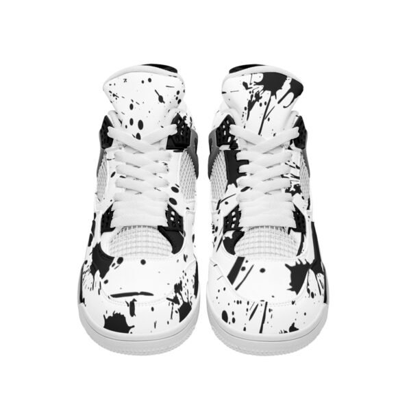 BJORLIE Men's Air Cushion Basketball Shoes with Unique Rubber Mesh and Abstract Black Ink Splatter