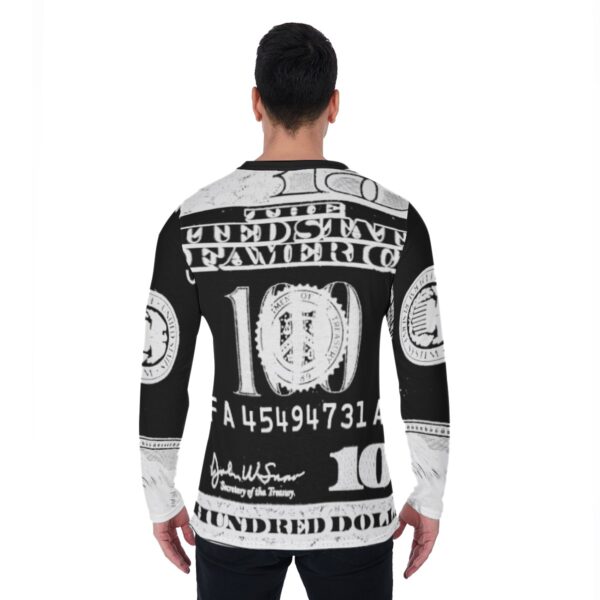 BJORLIE Long Sleeve T-Shirt with Ben Franklin 3D Print Design, Breathable Stretch Fabric - Image 4
