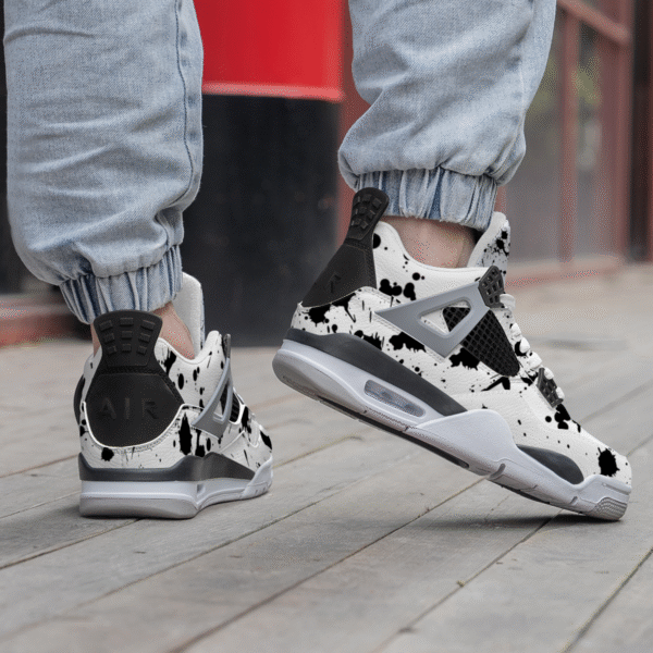 BJORLIE Men's Air Cushion Basketball Shoes with Unique Rubber Mesh and Abstract Black Ink Splatter - Image 7