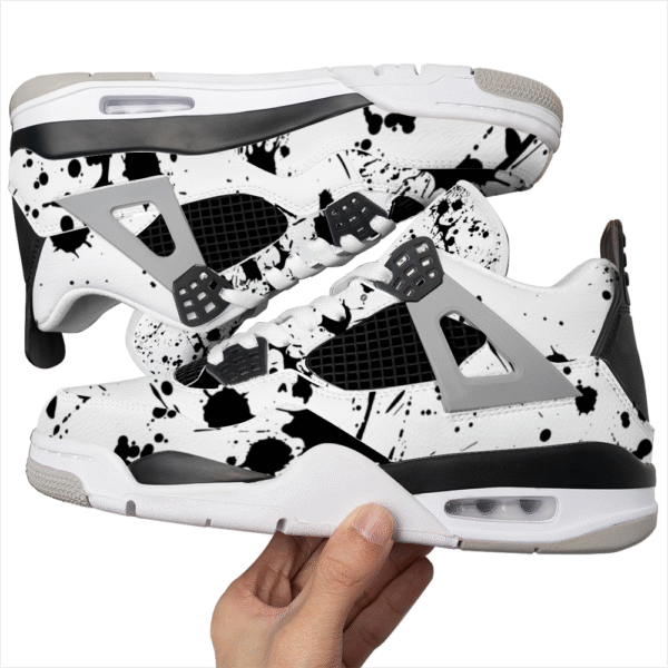 BJORLIE Men's Air Cushion Basketball Shoes with Unique Rubber Mesh and Abstract Black Ink Splatter - Image 5