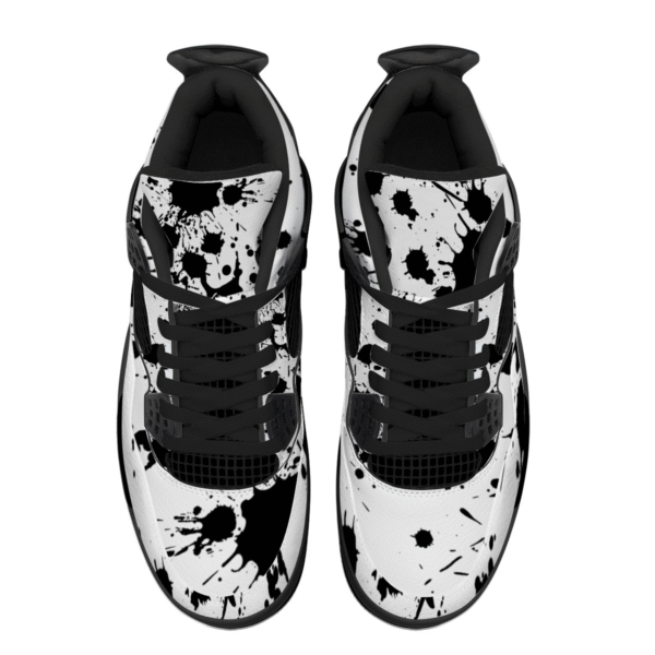 BJORLIE Unisex Air Cushion Basketball Shoes with Black Rubber Mesh Sole Design - Abstract Black and White Splatter - Image 5