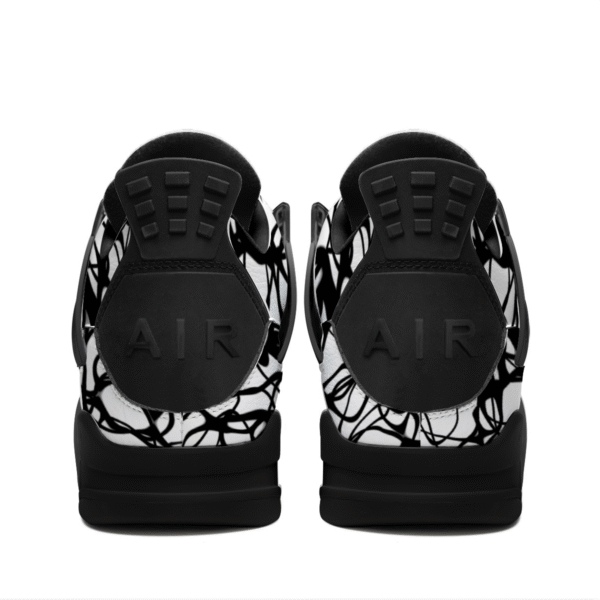 BJORLIE Unisex Air Cushion Basketball Shoes with Black Rubber Mesh Sole Design - Abstract Black and White Scribble - Image 4