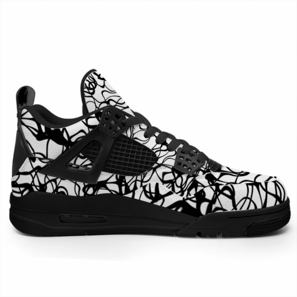 BJORLIE Unisex Air Cushion Basketball Shoes with Black Rubber Mesh Sole Design - Abstract Black and White Scribble - Image 3