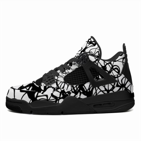 BJORLIE Unisex Air Cushion Basketball Shoes with Black Rubber Mesh Sole Design - Abstract Black and White Scribble - Image 2