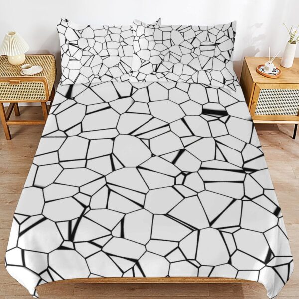 3-Piece Bedding Set (1 Duvet Cover + 2 Pillow Shams) - Black and White Shattered - Image 4