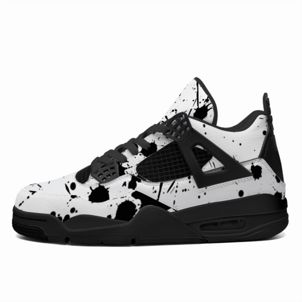 BJORLIE Unisex Air Cushion Basketball Shoes with Black Rubber Mesh Sole Design - Abstract Black and White Splatter - Image 2