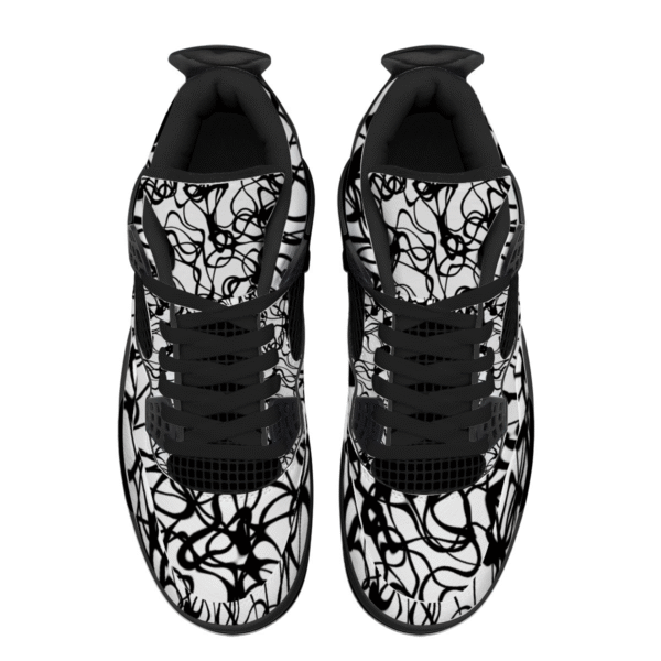 BJORLIE Unisex Air Cushion Basketball Shoes with Black Rubber Mesh Sole Design - Abstract Black and White Scribble - Image 5