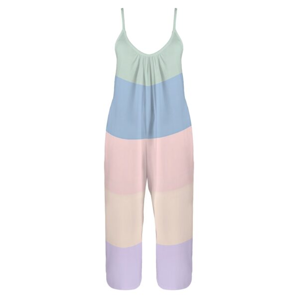 BJORLIE Pleated Cami Wide Leg Jumpsuit Overalls with Pockets - 4 Trendy Colorblock Colors - Image 6