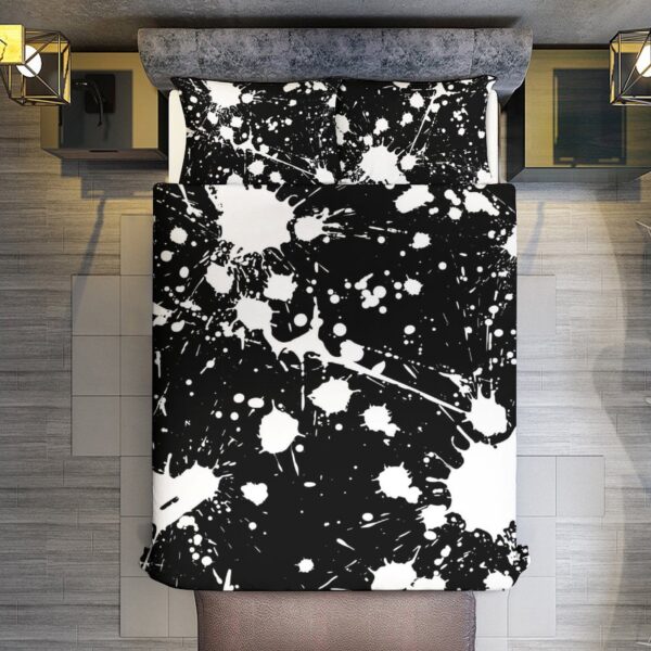 3-Piece Bedding Set (1 Duvet Cover + 2 Pillow Shams) 3-Piece Bedding Set 102"×90" - Black and White Splatter - Image 3