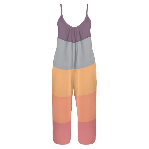 BJORLIE Pleated Cami Wide Leg Jumpsuit Overalls with Pockets - 4 Trendy Colorblock Colors - Image 5