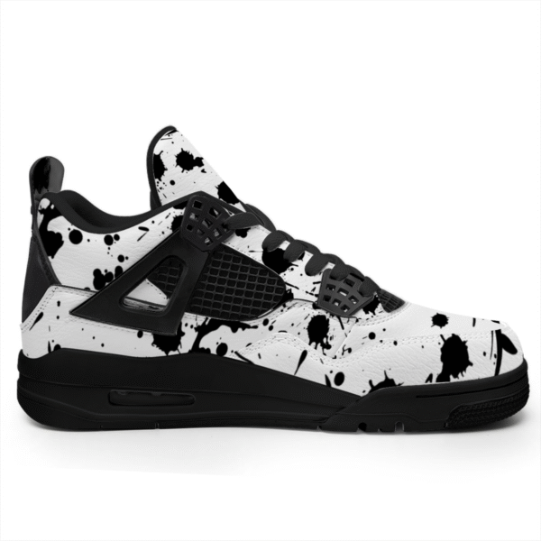 BJORLIE Unisex Air Cushion Basketball Shoes with Black Rubber Mesh Sole Design - Abstract Black and White Splatter - Image 3