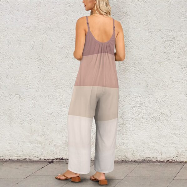BJORLIE Pleated Cami Wide Leg Jumpsuit Overalls with Pockets - 4 Trendy Colorblock Colors - Image 3
