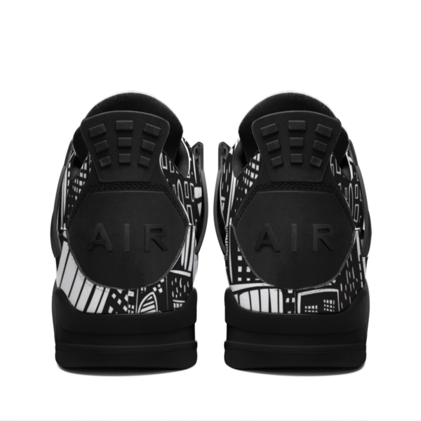 BJORLIE Unisex Air Cushion Basketball Shoes with Black Rubber Mesh Sole Design - Abstract Black and White City Skyline - Image 4