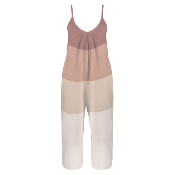 BJORLIE Pleated Cami Wide Leg Jumpsuit Overalls with Pockets - 4 Trendy Colorblock Colors - Image 4