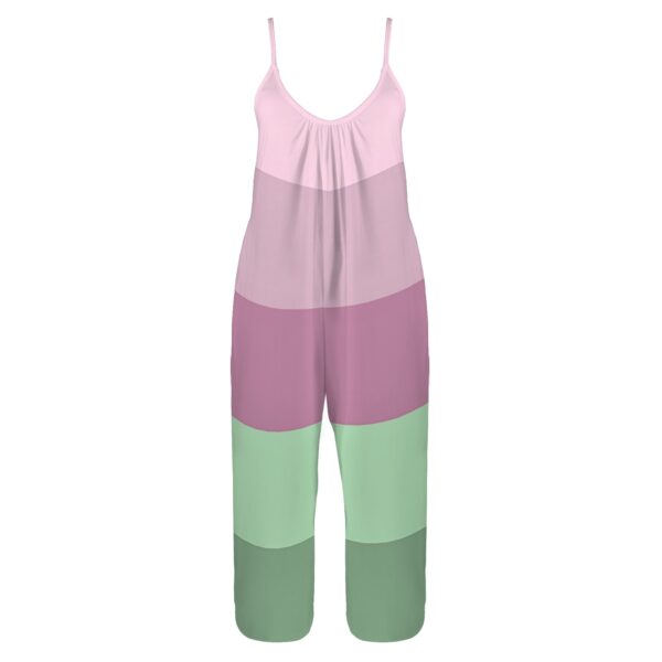 BJORLIE Pleated Cami Wide Leg Jumpsuit Overalls with Pockets - 4 Trendy Colorblock Colors - Image 7