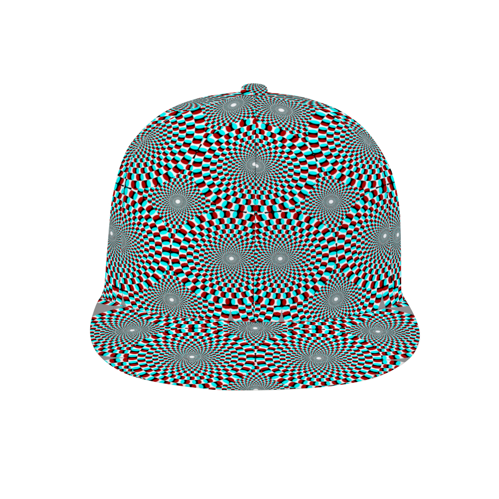 Optical Illusion Spinning Wheels Rotating Flat Rubber Baseball Hat Adjustable Classic Athletic Baseball Cap
