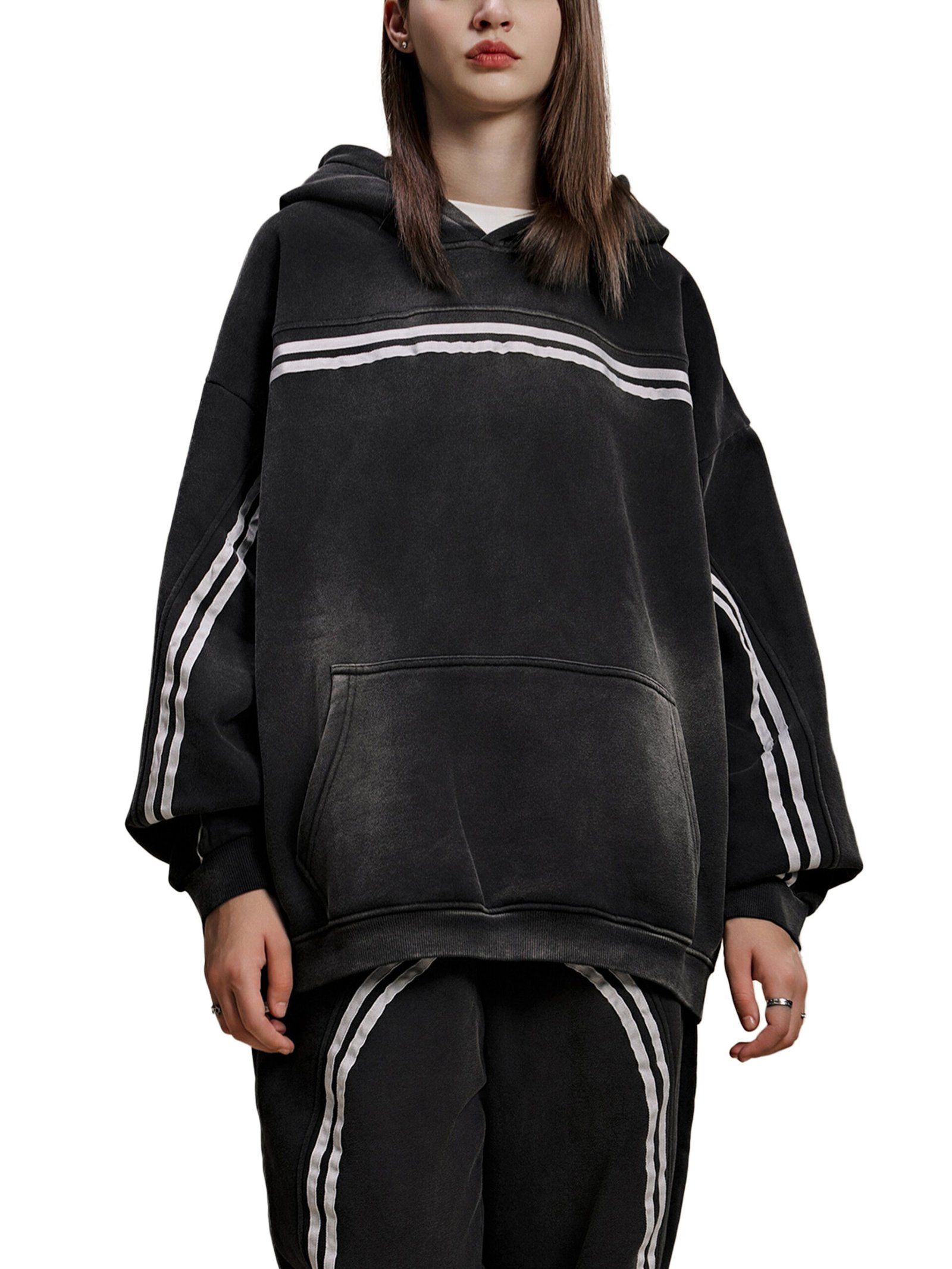 BJORLIE Sun Fade Contrast Tape Fleece Hoodie - Image 3